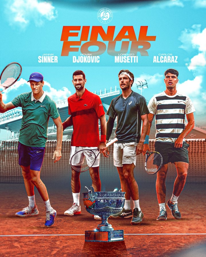 法国公开男子单打半决赛时间表：Djokovic vs Sina不早于凌晨1点